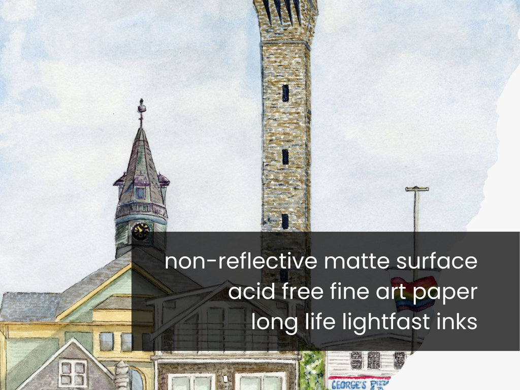 Artwork features non-reflective matte surface, acid free fine art paper, and long life lightfast inks