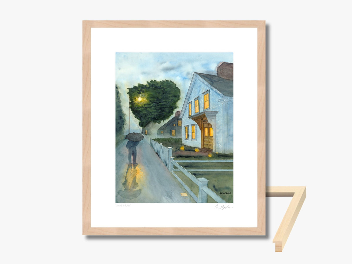 Rainy New England Watercolor Print