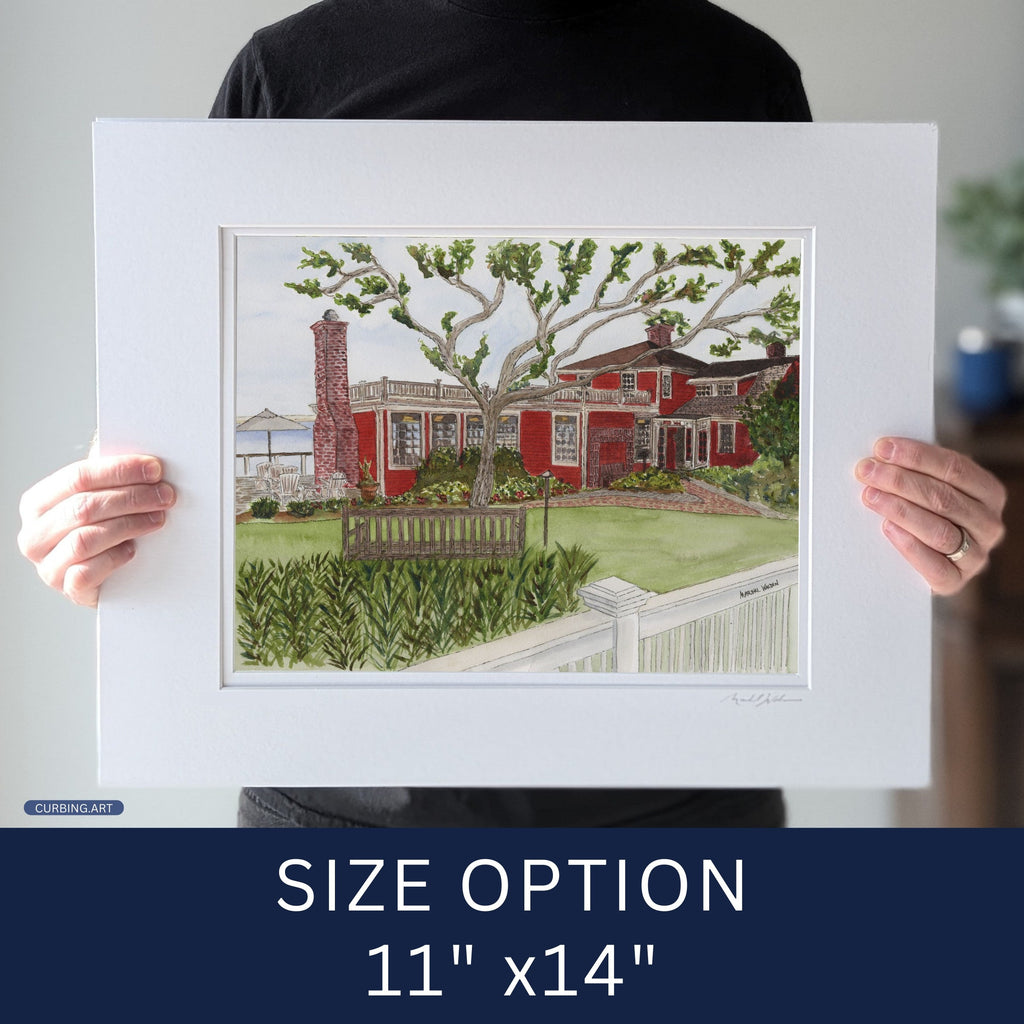 A photo of the artist Marshal Walden holding a 11x14 inch reference commission to demonstrate scale for custom wall art, helping customers visualize size options before ordering.